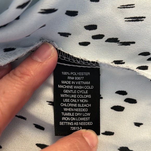 Worthington Blue & Black Specked Sheer V-Neck High Low Long Sleeve Top Size L - Picture 6 of 6